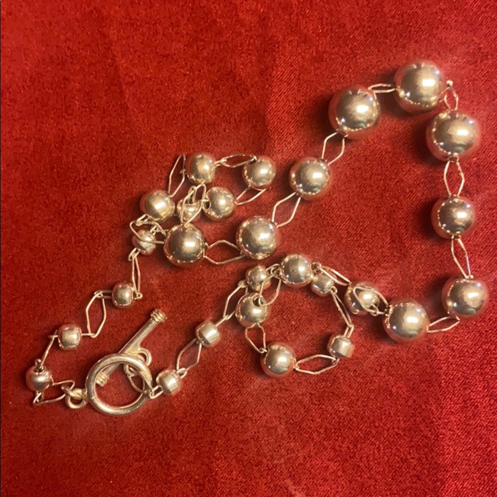 Big Sterling 925 Bead Statement Necklace 20” - Picture 7 of 8